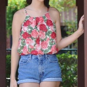 Floral rose tank blouse